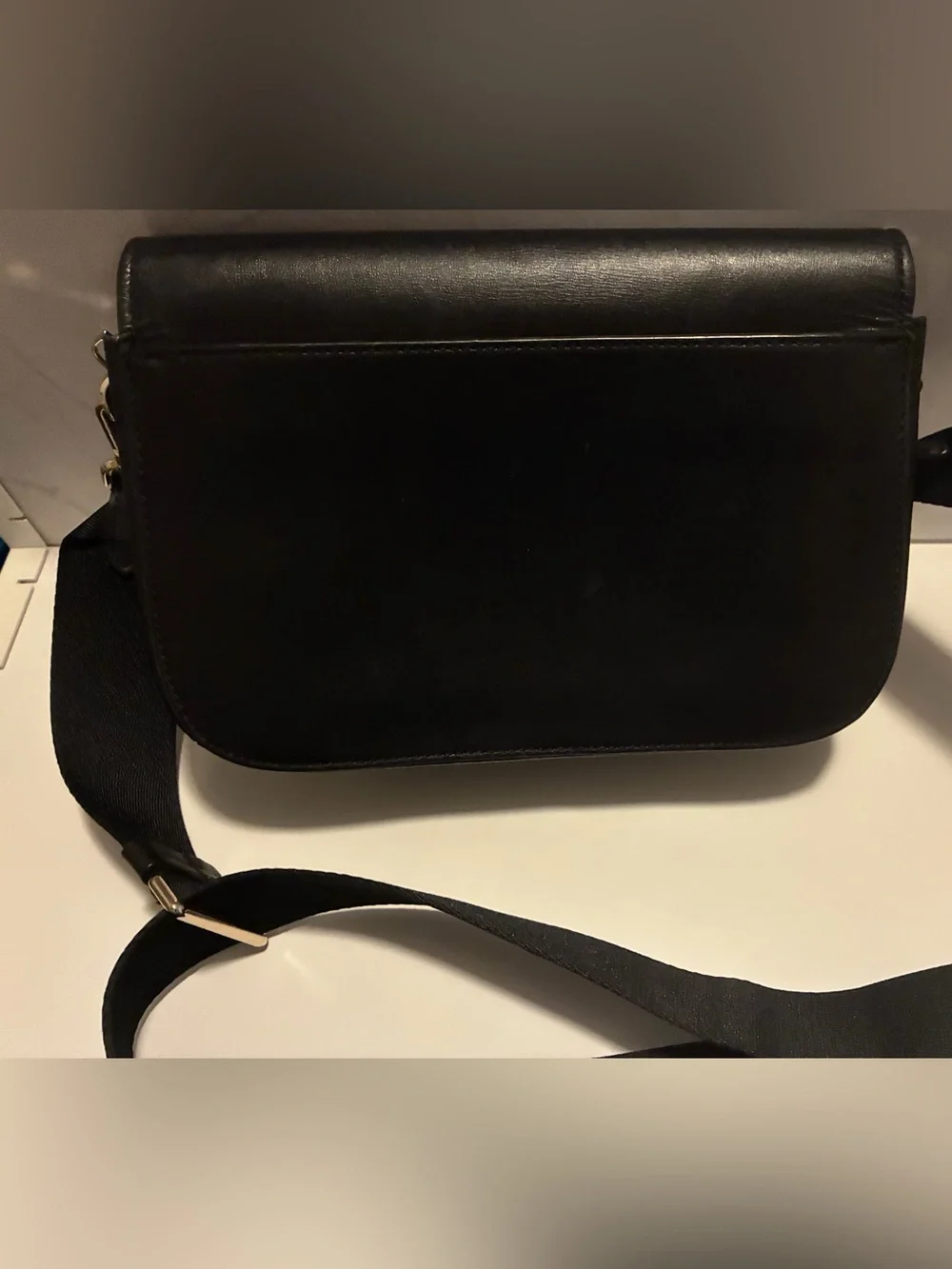 kate spade Black Leather Clutch with Gold Logo